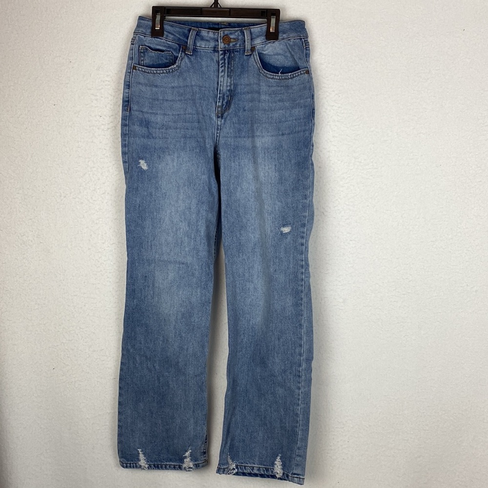 Sincerely Jules Women's Distressed Straight Leg Jeans Medium Wash Size 5/27